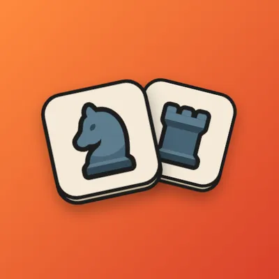 The app icon, two dice mid-roll in front of a knight and a rook