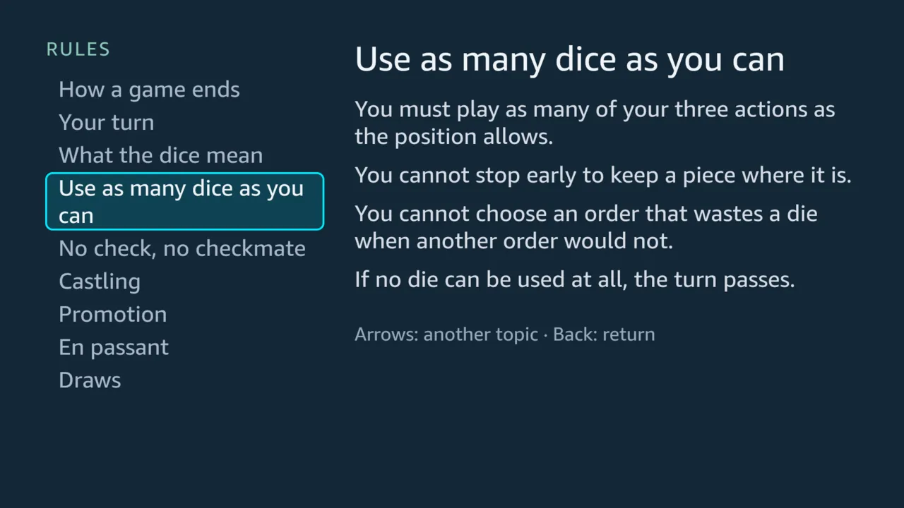 The rules guide on the topic Use as many dice as you can